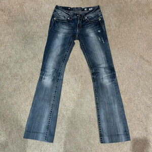Miss Me JP6437B floral angel wings bootcut jeans size 27